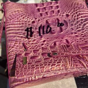 Pink Crocodile Embossed Women's Bag